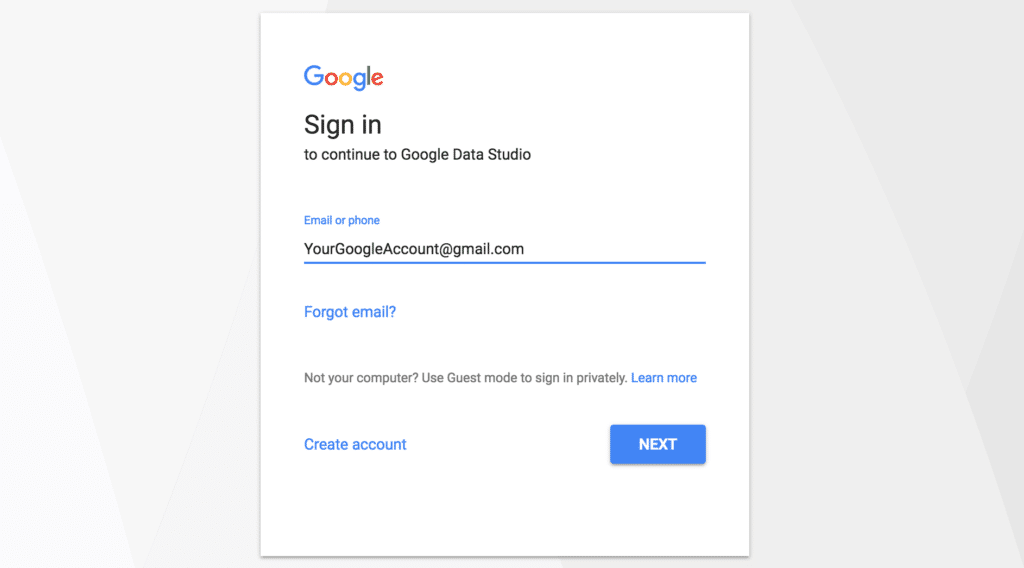 sign in data studio 1024x568 How to build a Google Data Studio Dashboard